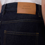 Jeans Samur a cinque tasche con logo e toppa in blu Loulou de saison - donna 