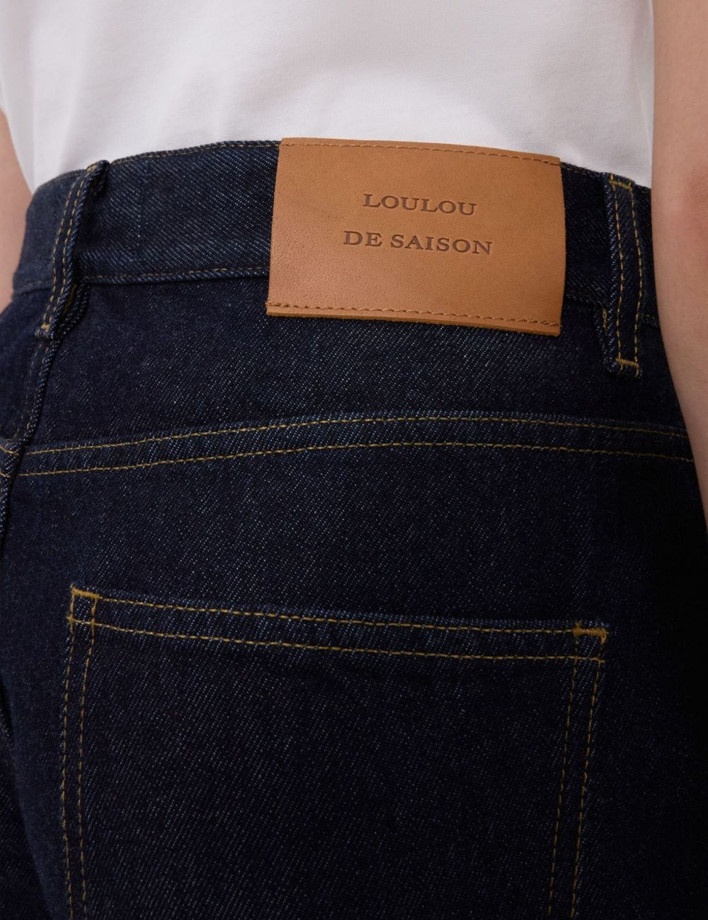 Jeans Samur a cinque tasche con logo e toppa in blu Loulou de saison - donna 