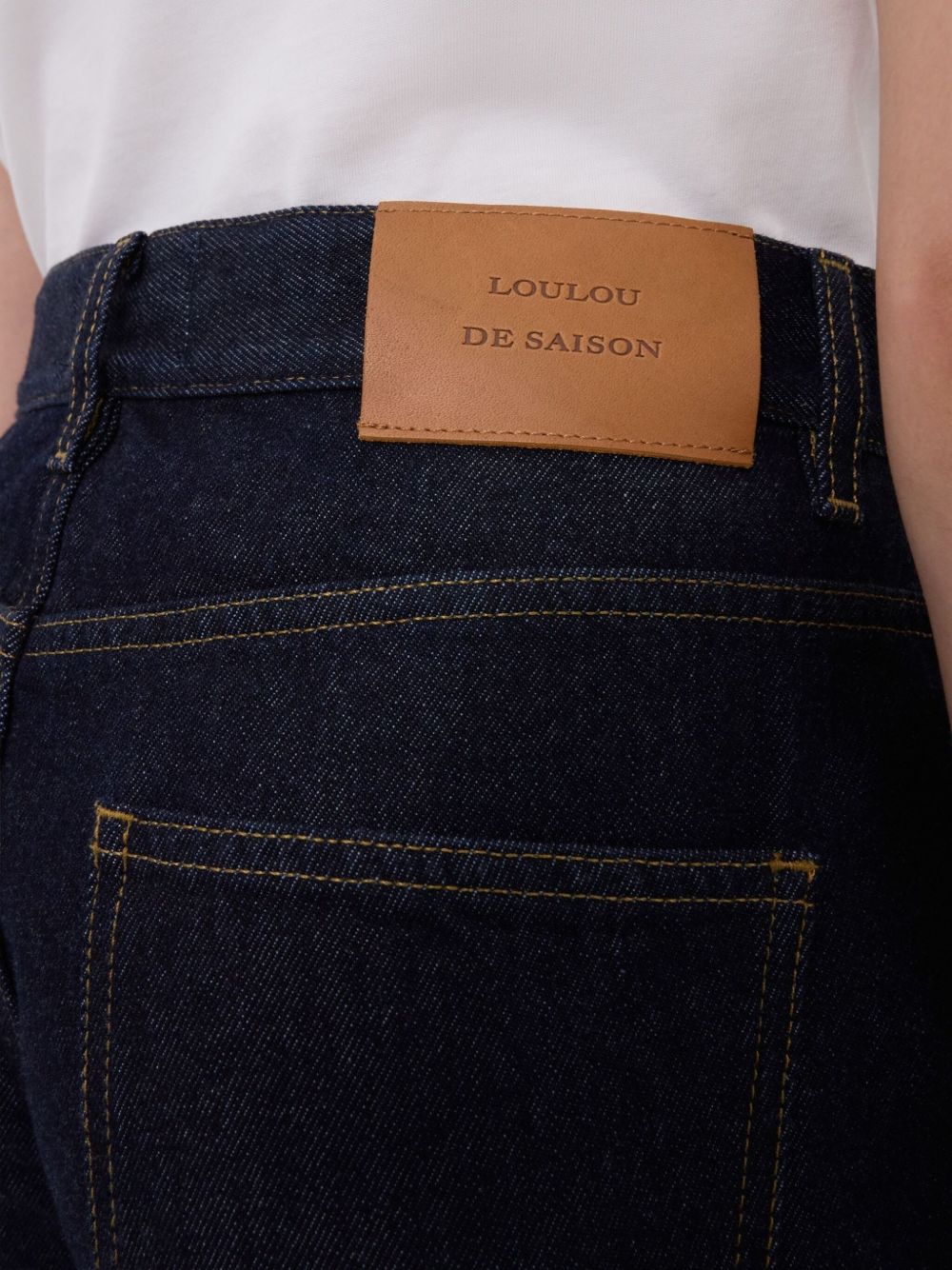 Jeans Samur a cinque tasche con logo e toppa in blu Loulou de saison - donna 