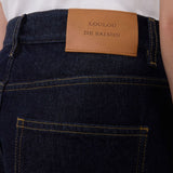 Jeans Samur a cinque tasche con logo e toppa in blu Loulou de saison - donna 