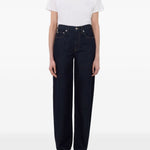 Jeans Samur a cinque tasche con logo e toppa in blu Loulou de saison - donna 