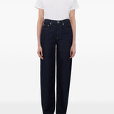 Jeans Samur a cinque tasche con logo e toppa in blu Loulou de saison - donna 