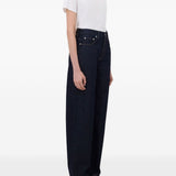 Jeans Samur a cinque tasche con logo e toppa in blu Loulou de saison - donna 