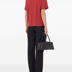 T-shirt girocollo Telanto Lds con ricamo logo in rosso Loulou de saison - donna 