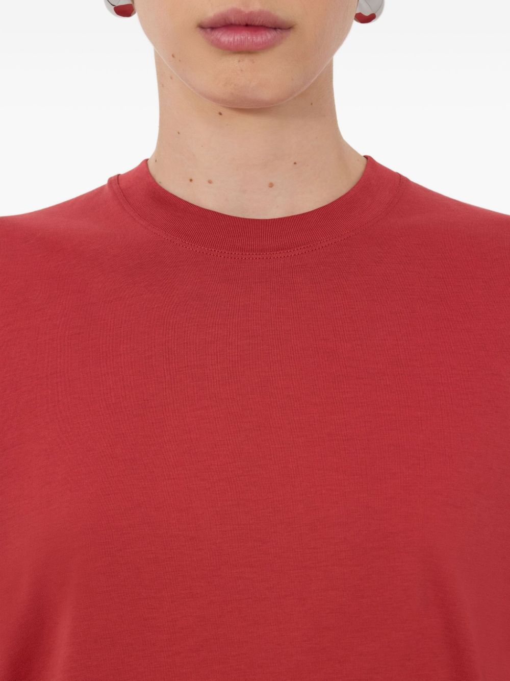 T-shirt girocollo Telanto Lds con ricamo logo in rosso Loulou de saison - donna 