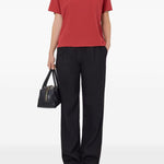 T-shirt girocollo Telanto Lds con ricamo logo in rosso Loulou de saison - donna 