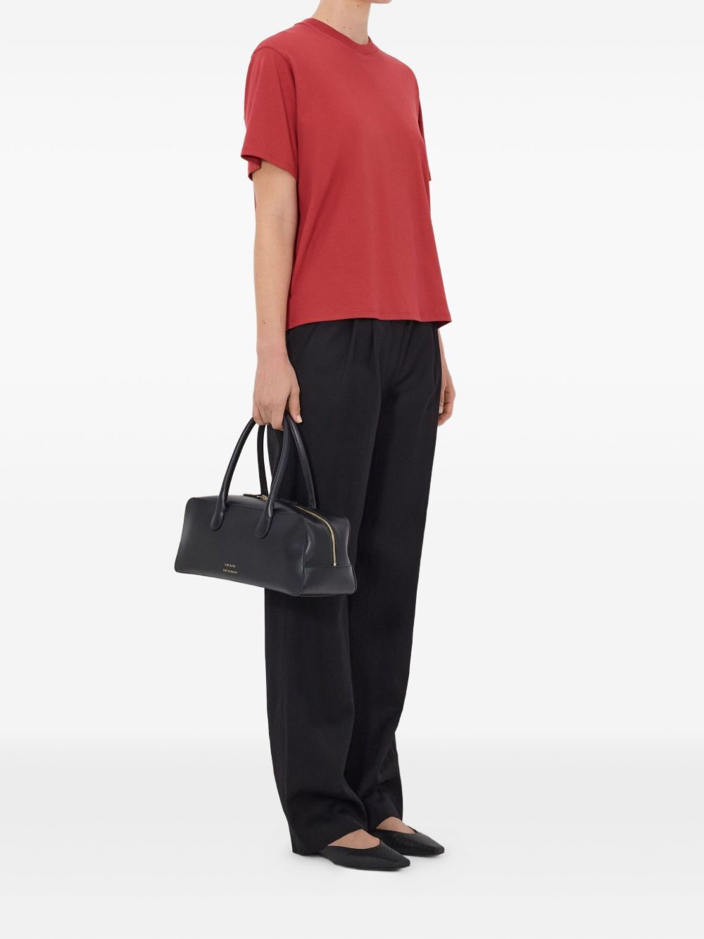 T-shirt girocollo Telanto Lds con ricamo logo in rosso Loulou de saison - donna 