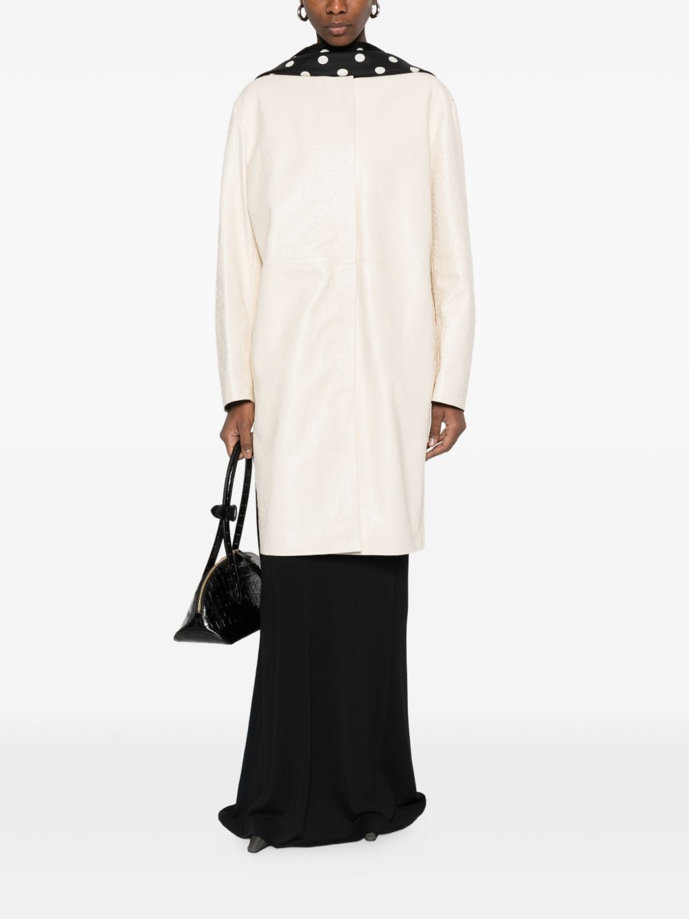 Cappotto monopetto senza colletto in bianco LouLou de Saison - donna 