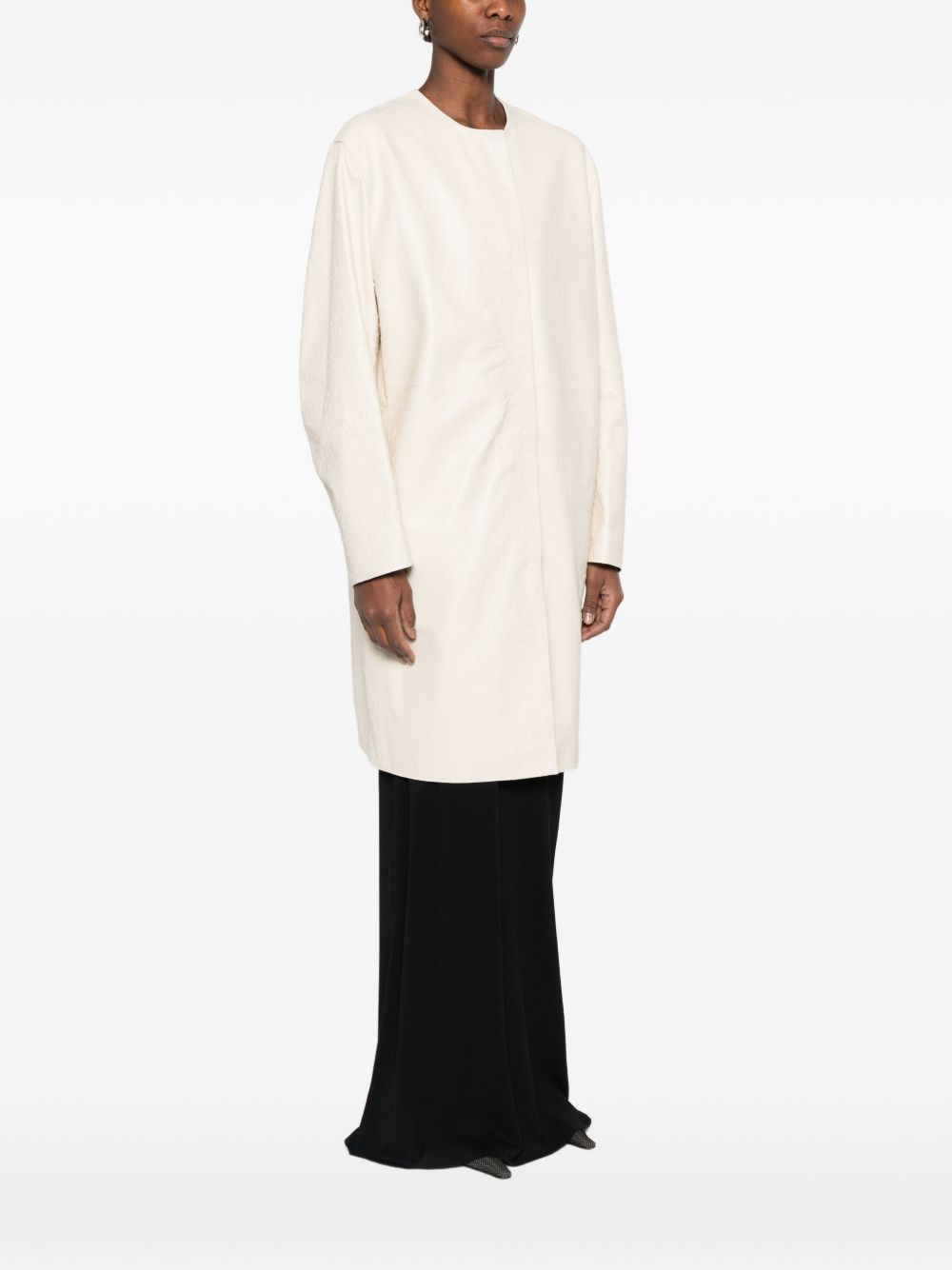 Cappotto monopetto senza colletto in bianco LouLou de Saison - donna 