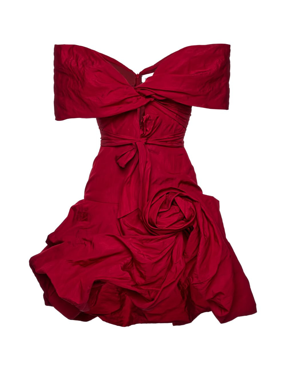 Mini abito con spalle scoperte con dettagli floreali in rosso Magda butrym - donna 