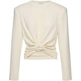 Top a maniche lunghe con nodo color crema Magda Butrym - donna 