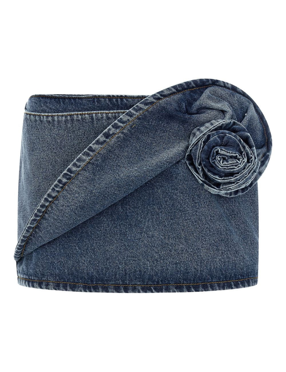 Gonna mini con fiore in denim in blu Magda Butrym - donna 