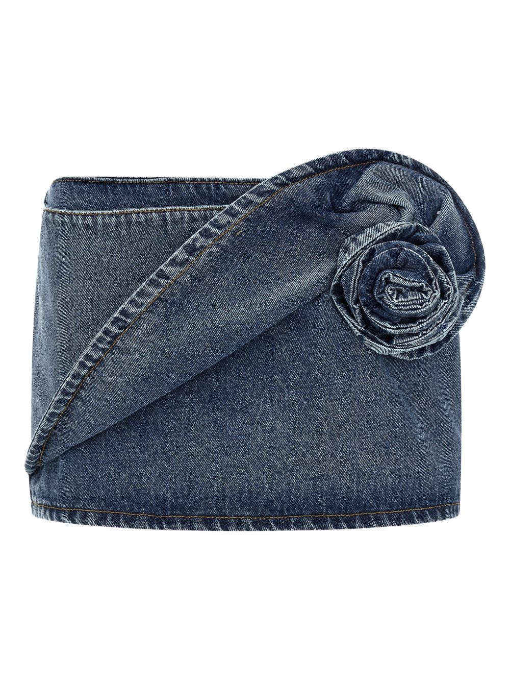Gonna mini con fiore in denim in blu Magda Butrym - donna 