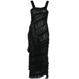 Abito midi con ruches in nero Magda Butrym - donna 