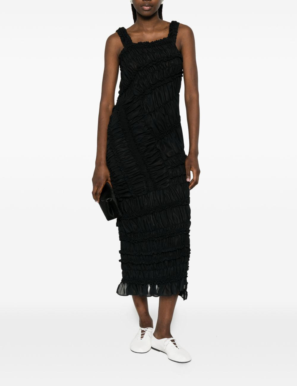 Abito midi con ruches in nero Magda Butrym - donna 