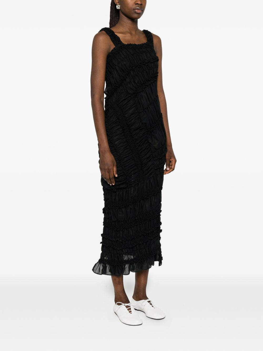 Abito midi con ruches in nero Magda Butrym - donna 