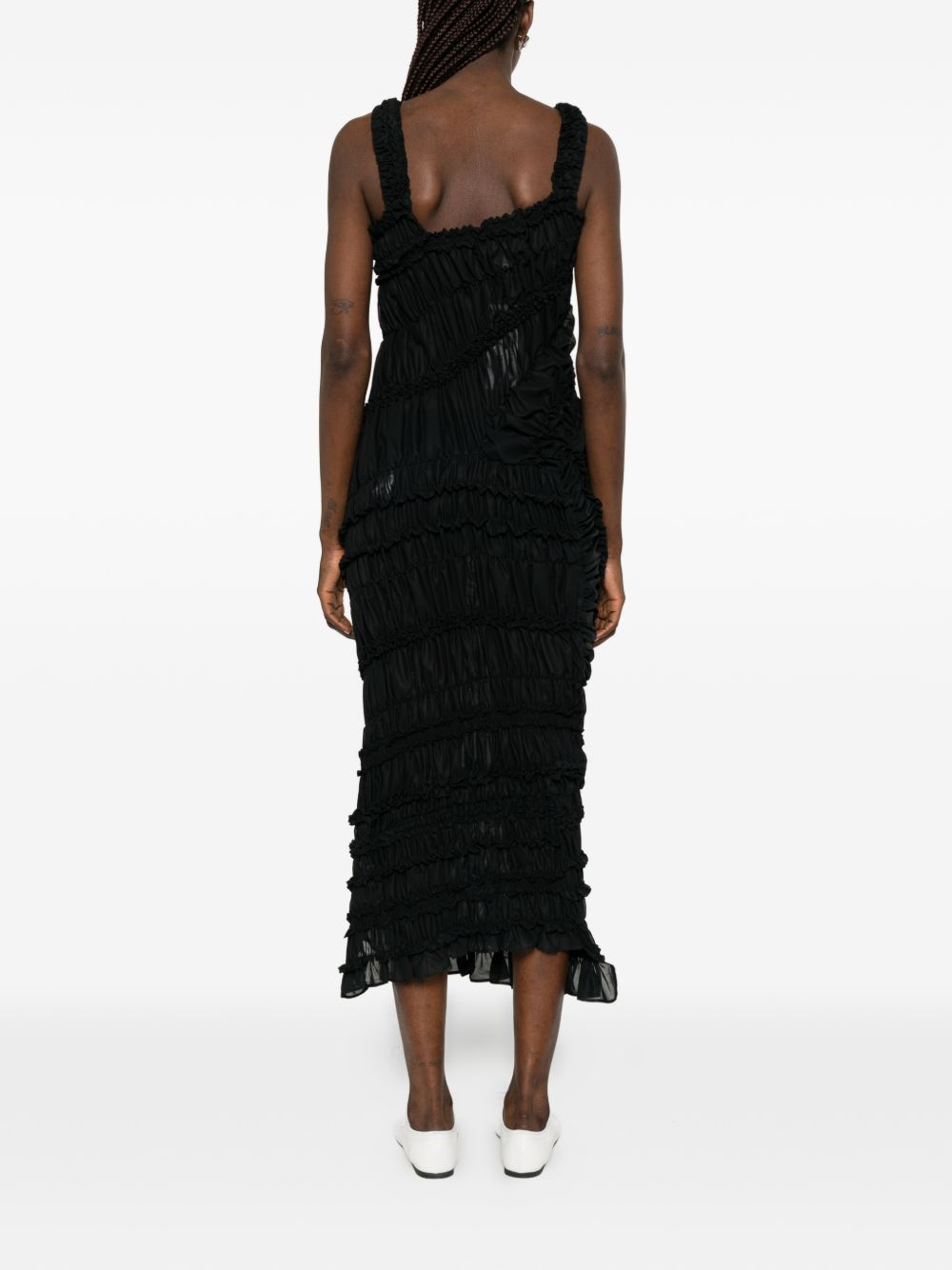 Abito midi con ruches in nero Magda Butrym - donna 