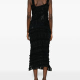 Abito midi con ruches in nero Magda Butrym - donna 