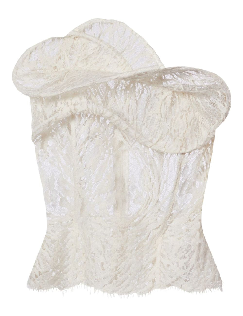 Top corsetto in pizzo con volant in bianco Magda butrym - donna 