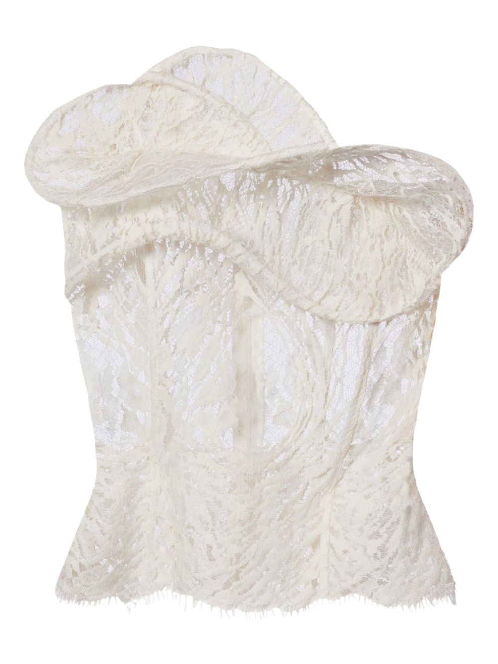 Top corsetto in pizzo con volant in bianco Magda butrym - donna 