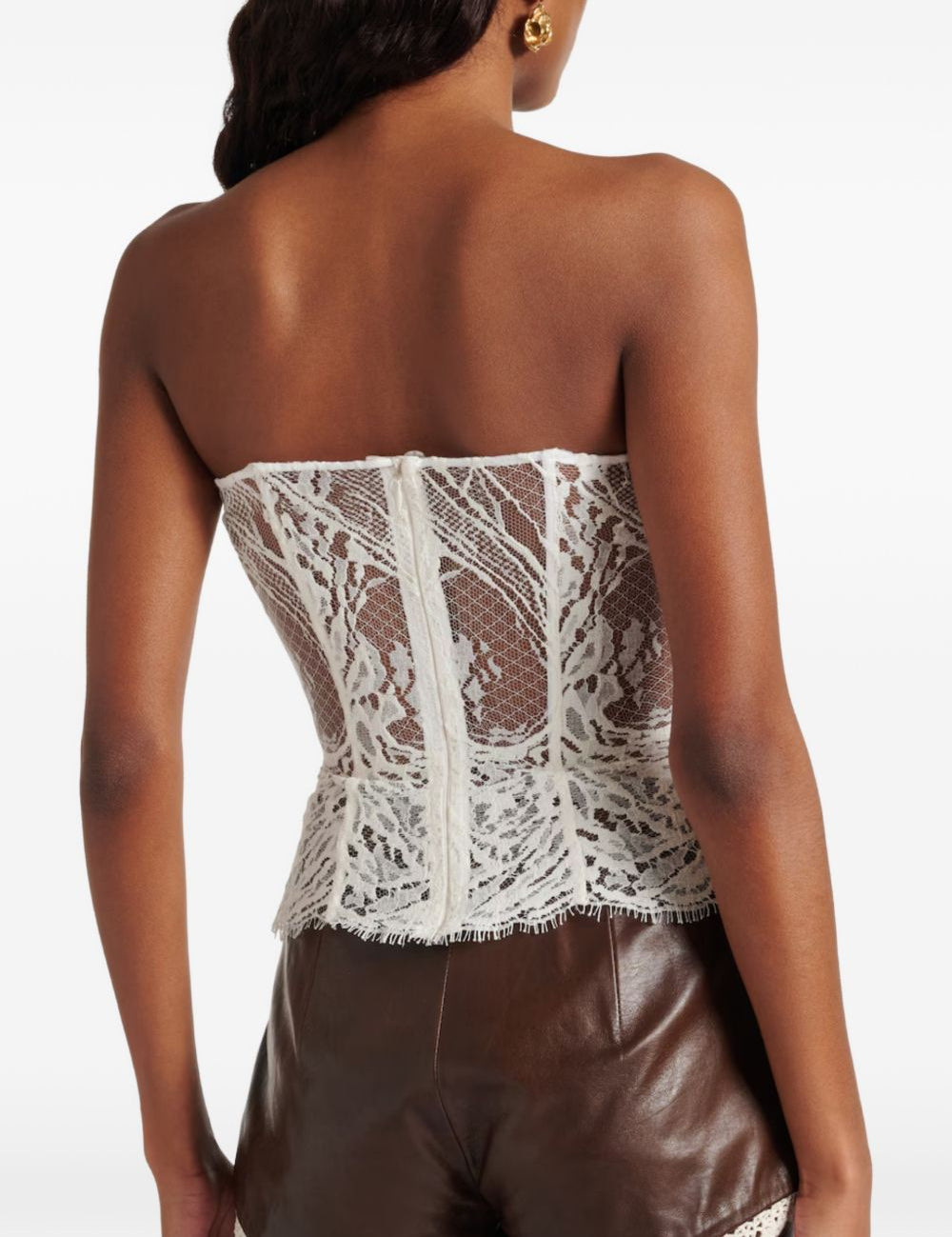 Top corsetto in pizzo con volant in bianco Magda butrym - donna 
