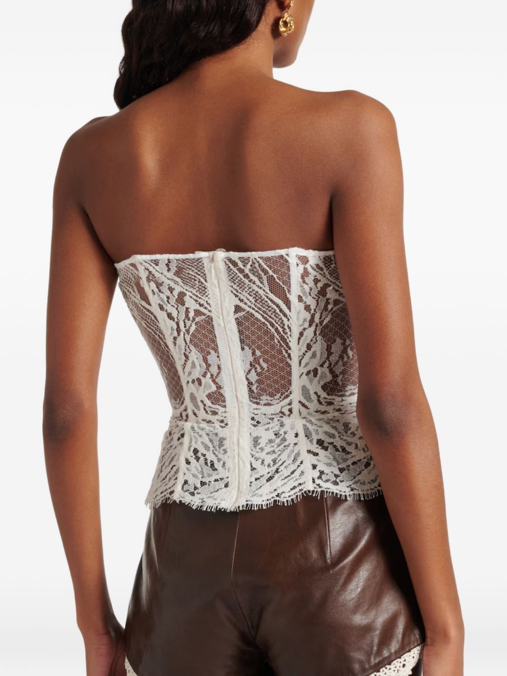 Top corsetto in pizzo con volant in bianco Magda butrym - donna 