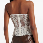 Top corsetto in pizzo con volant in bianco Magda butrym - donna 