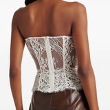 Top corsetto in pizzo con volant in bianco Magda butrym - donna 