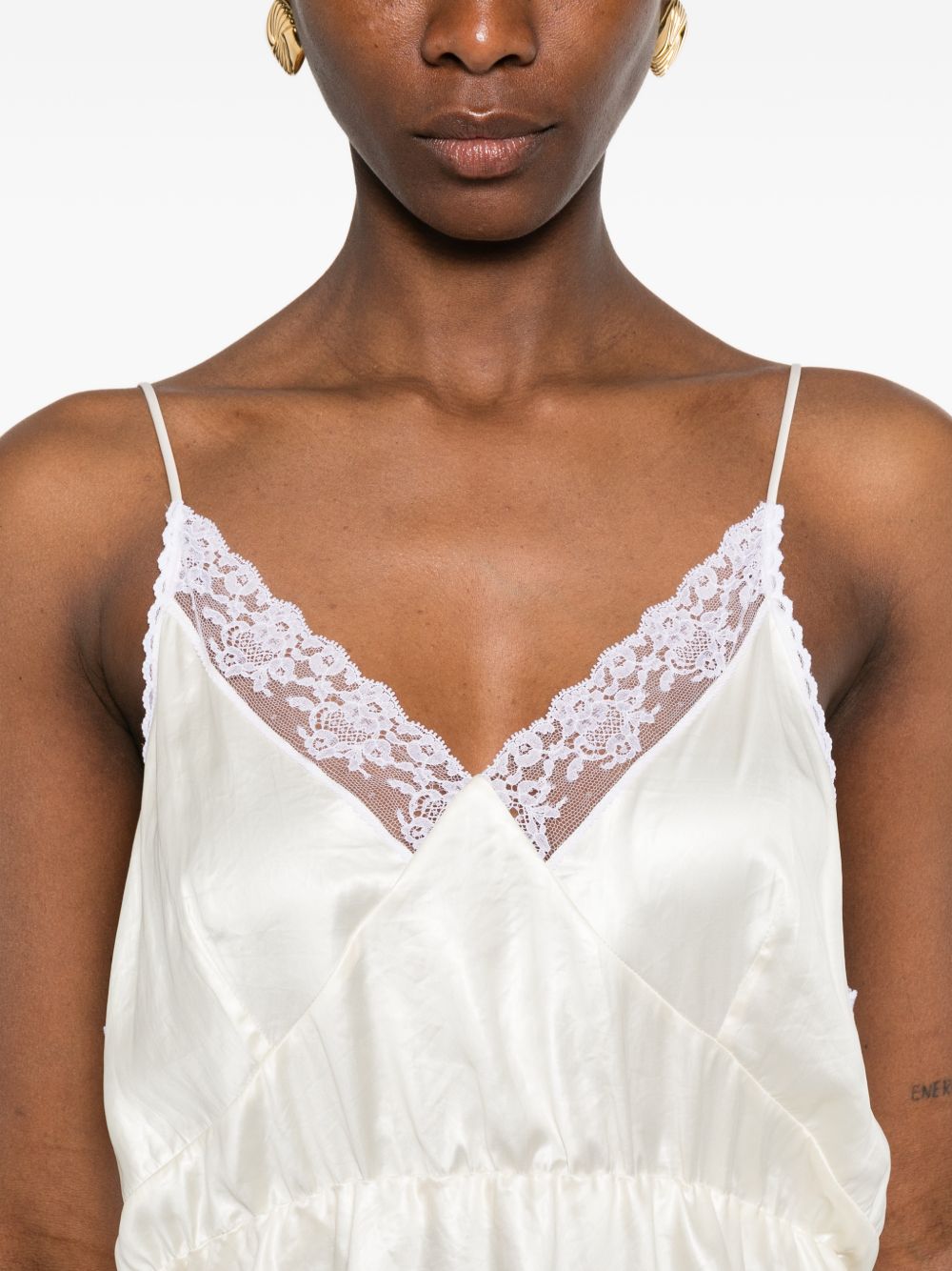 Abito mini con pizzo in beige Magda butrym - donna 