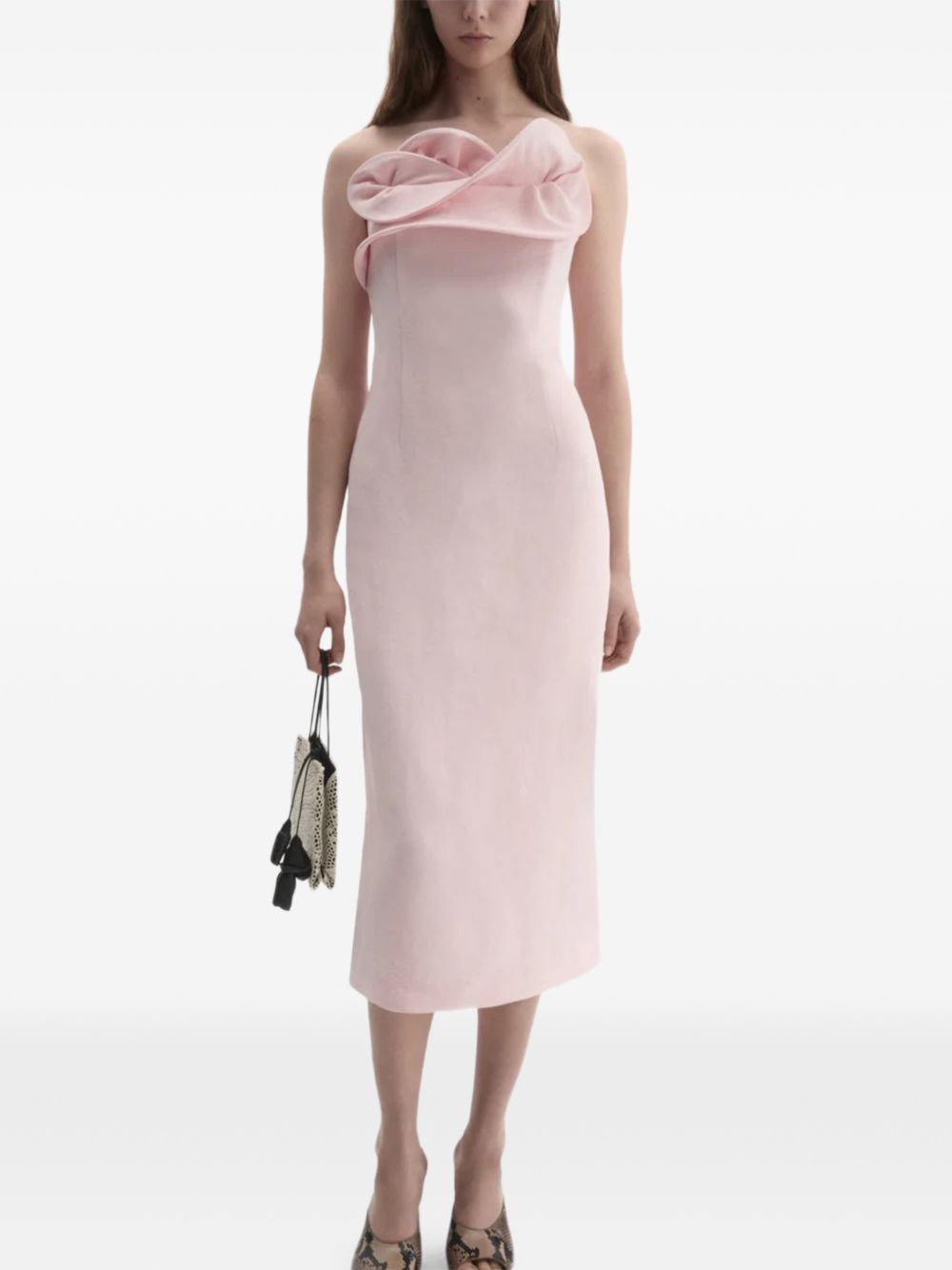 Abito senza spalline con volant in rosa Magda butrym - donna 