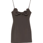 Abito mini con fiori applicati in marrone Magda Butrym - donna 
