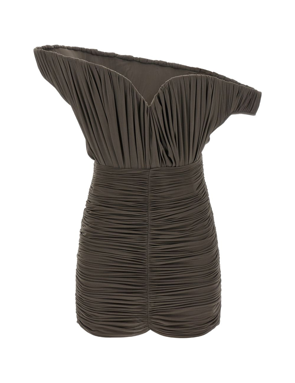 Mini abito monospalla drappeggiato in marrone Magda butrym - donna 