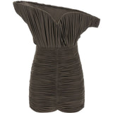 Mini abito monospalla drappeggiato in marrone Magda butrym - donna 