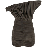 Mini abito monospalla drappeggiato in marrone Magda butrym - donna 