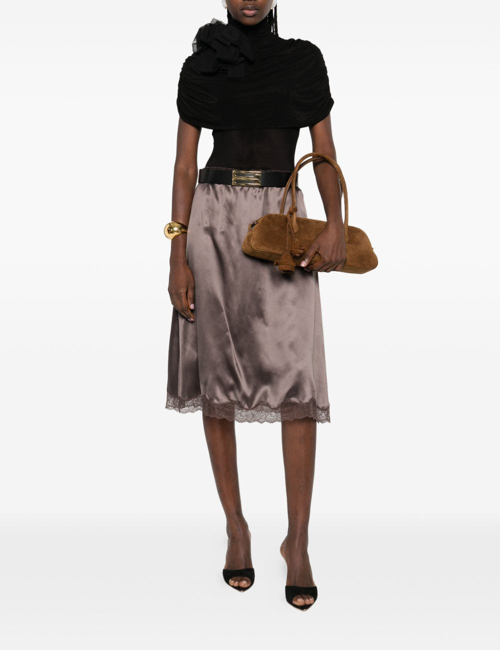 Body con collo alto drappeggiato in nero Magda butrym - donna 