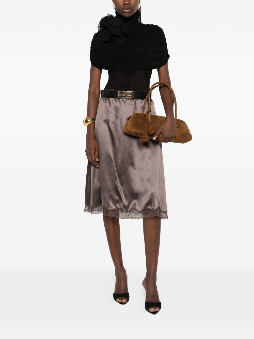 Body con collo alto drappeggiato in nero Magda butrym - donna 