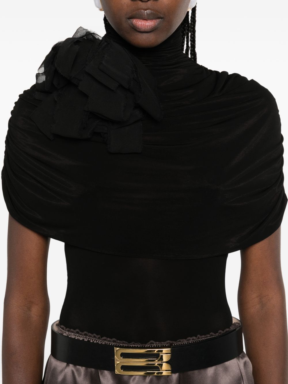 Body con collo alto drappeggiato in nero Magda butrym - donna 