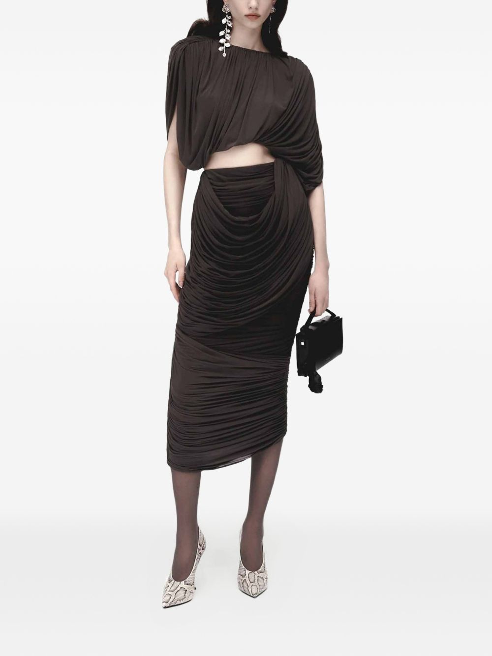 Gonna midi drappeggiata in marrone Magda butrym - donna 