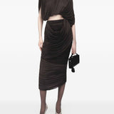 Gonna midi drappeggiata in marrone Magda butrym - donna 