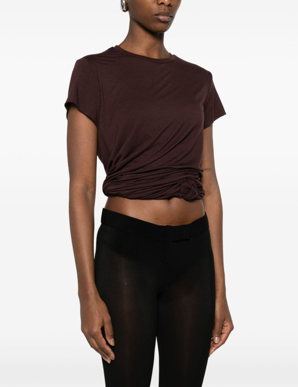 T-shirt con nodo in marrone Magda Butrym - donna 