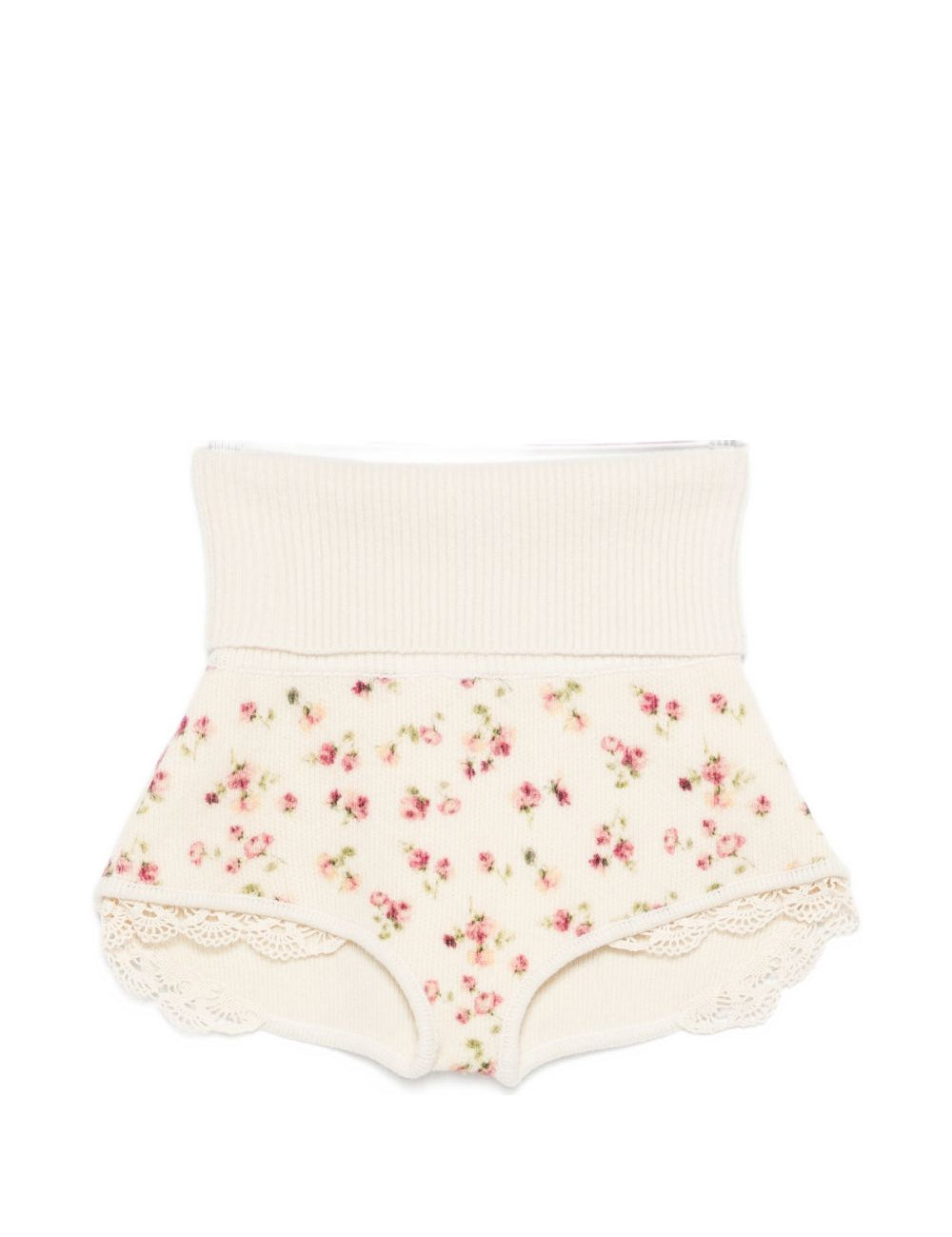 Shorts in pizzo con stampa floreale in avorio Magda butrym - donna 