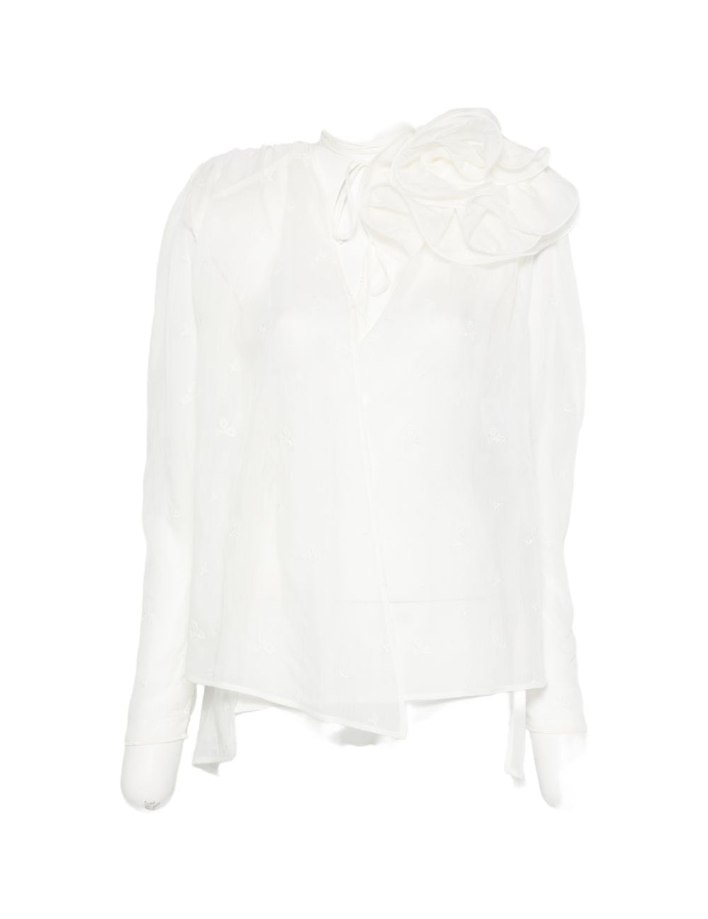 Blusa con volant e dettaglio a fiore in crema  Magda butrym - donna 