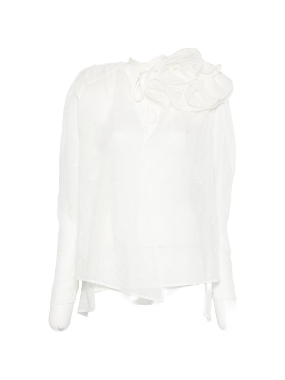 Blusa con volant e dettaglio a fiore in crema  Magda butrym - donna 