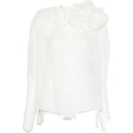 Blusa con volant e dettaglio a fiore in crema  Magda butrym - donna 