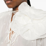 Blusa con volant e dettaglio a fiore in crema  Magda butrym - donna 