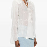 Blusa con volant e dettaglio a fiore in crema  Magda butrym - donna 