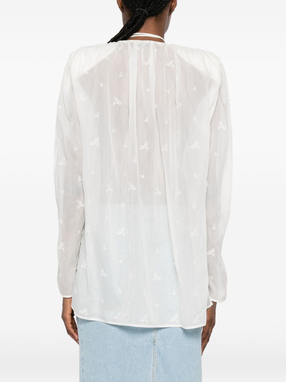 Blusa con volant e dettaglio a fiore in crema  Magda butrym - donna 
