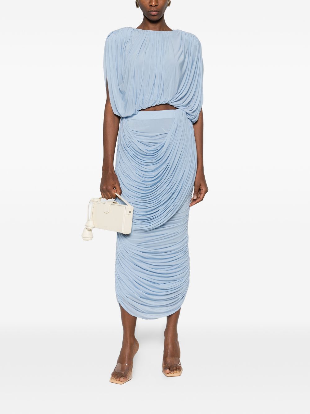Gonna midi con ruches in blu Magda butrym - donna 
