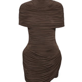 Mini abito con ruches in marrone Magda butrym - donna 