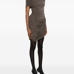 Mini abito con ruches in marrone Magda butrym - donna 
